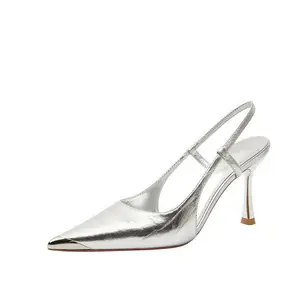 Женские туфли на тонком каблуке, серебристые ANGEL BOY, Silver 8Cm