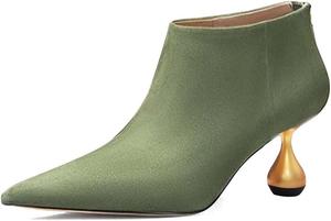 Ботильоны XYD с закрытым носком и низким каблуком-2,16 дюйма, однотонные золотые каблуки, короткие ботинки для женщин с задней молнией, офисная обувь для работы и платьев, Pale Green