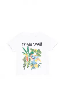 Футболка с цветочным принтом Roberto Cavalli Junior, белый