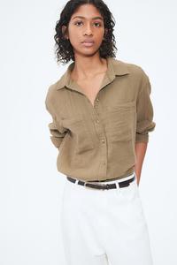 Хлопковая блузка H&M, зеленый