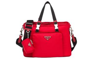 PRADA Сумка-переноска для питомцев из ткани с кожаными вставками, кроссбоди, мужская, красная