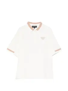 Футболка с воротником и логотипом Emporio Armani Kids, белый