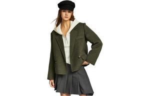 ELLE Пальто женское Green Suit Collar Moderate Straight Fit