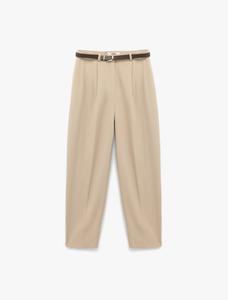 Обычные брюки со складками спереди Koton, светло-коричневый