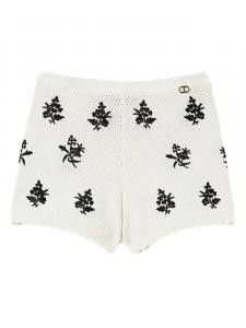 Трикотажные шорты с цветочной вышивкой TWINSET, белый