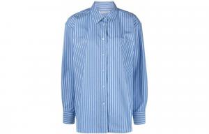 Рубашка Boyfriend в полоску с аппликацией Logo Alexander Wang, светло-голубой