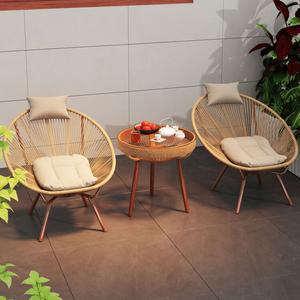 Yu Senyi Кресло из ротанга wowow с круглым желтым столиком и водонепроницаемой подушкой