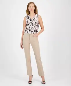 Женские компрессионные брюки с расклешенными штанинами Anne Klein, коричневый/бежевый