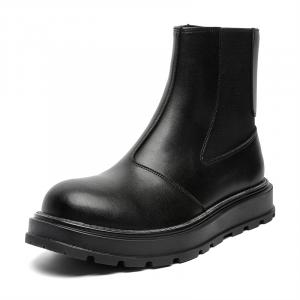 Мужские ботинки челси, дышащие, с мягкой подошвой, короткие ботинки, ботинки-сигары в британском стиле, модные ботинки Martin средней высоты, черные V05, Black