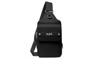 Кожаная сумка-слинг из коровьей кожи, поясная сумка, плечевая сумка, кроссбоди среднего размера мужская черная MICHAEL KORS