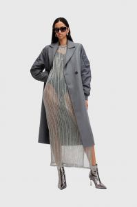 Пальто с шерстью Paula Allsaints, серый