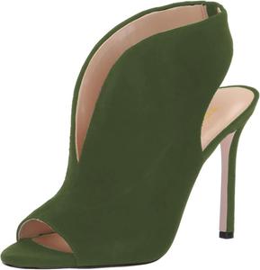 Женские туфли YDN с открытым носком, ремешком на пятке, высоким каблуком-стилето, сандалии, ботильоны с вырезами для вечеринки и офиса, размеры 4-15 США, Green Suede