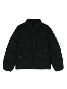 Стеганая куртка с нашивкой Compass Stone Island Junior, черный