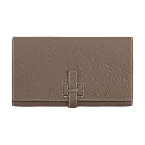 Hermes Новый женский кошелек H Passant Epsom из телячьей кожи, цвет 18 ÉToupe, оттенок «слоновая кость»