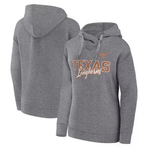 Женский пуловер с капюшоном Fanatics с логотипом Heather Grey Texas Longhorns с надписью Favorite Fanatics