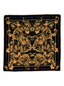 Шелковый шарф с принтом в стиле барокко Versace Jeans Couture, черный