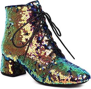 Женские ботильоны MFairy с блестками, на массивном каблуке, с молнией, для вечеринок и выпускного, Gold1