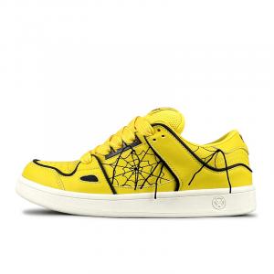 Антискользящие и износостойкие дышащие низкие кеды для скейтборда унисекс желтый черный VFDF, Желтый Черный Паук