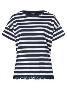 Полосатая рубашка с бахромой по краю из пряжи, цвета грязно-белый и черно-синий More & More