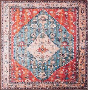 Ковер SAFAVIEH, 153 x 153 см, из коллекции Tucson, моющийся, цвет beige и blue, противоскользящий, идеален для помещений с высокой проходимостью: гостиная, спальня, домашний офис, столовая (TSN104B-5SQ)