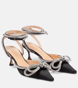 Декорированные атласные туфли Double Bow 65 Mach & Mach, розовый