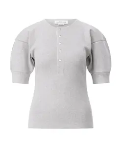 Футболка с рукавами-баллонами Victoria Beckham, серый