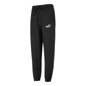 Брюки logo straight fit trackpants 'black' Puma, черный