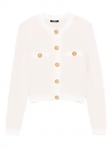 Кардиган из светлого твида на пуговицах Balmain, розовый