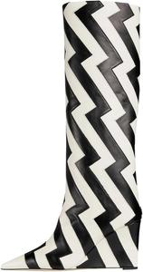 Женские ботфорты FSJ на клиновидном высоком каблуке, заостренный носок, высокие до бедра, удобные, с толстым высоким каблуком, модные, праздничные, до колена, размеры 4-15 US, Stripes