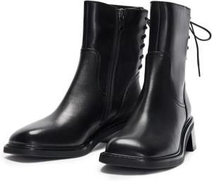 Женские ботильоны FSJ с квадратным носком, массивным каблуком, шнуровкой, низкой платформой, на среднем голенище, челси-стиля, с боковой молнией, модные короткие ботинки, размеры 4-15 US, Black