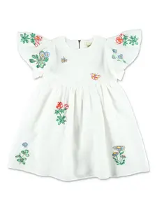 Платье с расклешенными рукавами и цветочным принтом Stella Mccartney Kids, белый