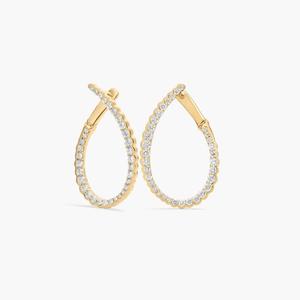 Серьги-кольца с каплевидной формой спереди и сзади, украшенные бриллиантами, из желтого золота 14 карат (1 карат, два в одном) Blue Nile