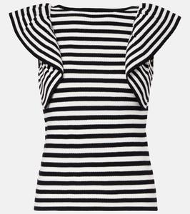 Вьете полосатый топ с рюшами Max Mara, Riga 1x1 Bianca