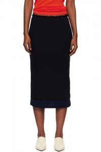 Jil Sander Комплект из черных легких шерстяных многослойных миди-юбок