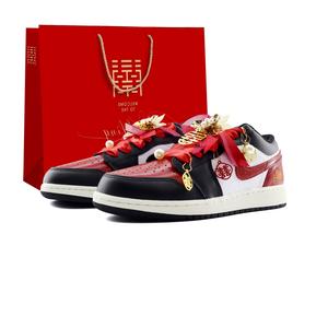 Jordan Air 1 Scenic Beauty устойчивые к истиранию низкие баскетбольные кроссовки винтаж Unisex Black Red