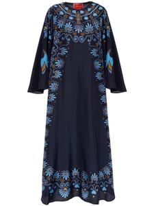 La DoubleJ шелковый кафтан с геометричным принтом, синий