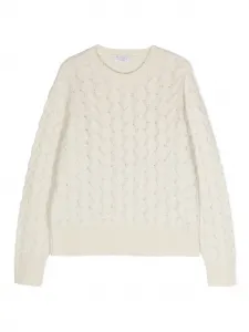 Джемпер фактурной вязки с эффектом металлик Brunello Cucinelli Kids, нейтральный