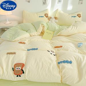 Disney Комплект постельного белья 1.5м: пододеяльник 150x200 см, простыня, наволочки, молочно-желто-зеленый, вышивка