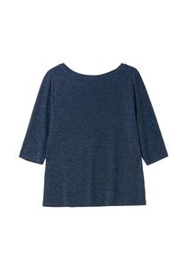 Рубашка с рукавами 3/4 блестящей пряжей и вырезом-лодочкой Sheego, цвет saphir