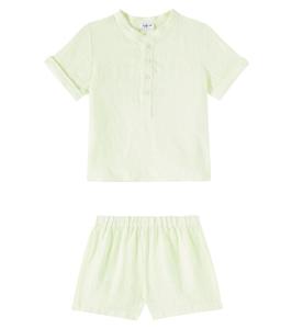 Комплект из детской льняной рубашки и шорт Il Gufo, Kiwi Green