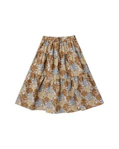 Rylee + Cru Коллективная ярусная миди-юбка из льняной смеси Rylee + Cru Collective, коричневый