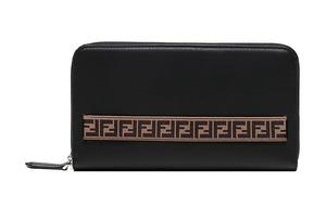 FENDI Кожаный кошелек мужской черный/коричневый
