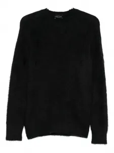 Свитер с круглым вырезом и текстурой «Тедди» Roberto Collina, черный