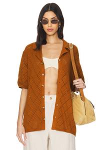 Рубашка для похода с открытой вязкой Wao, коричневый