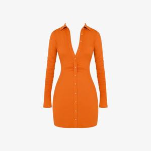 Мини-Платье Marquis из трикотажного стретч-джерси с застежкой на пуговицы и длинными рукавами Mistress Rocks, оранжевый