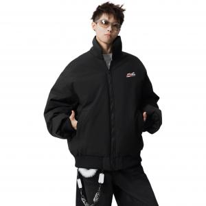 Пуховик Unisex Lapel Fleece lined Puffer Jacket WARRIOR, черный (diy badge)