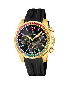 F20650/3 Женские часы Boyfriend черные резиновые Festina, черный