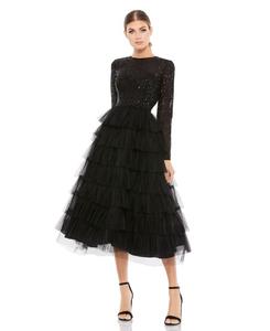 Женское коктейльное платье А-силуэта из многослойного тюля с пайетками Mac Duggal, Black