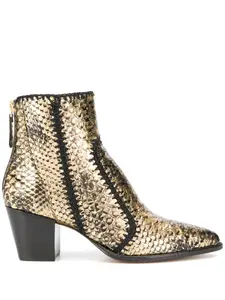 Ботинки с тиснением под кожу крокодила Alexandre Birman, золотой
