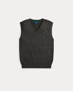 Универсальный хлопковый джемпер с узором "восьмерка" Polo Ralph Lauren, темно-серый